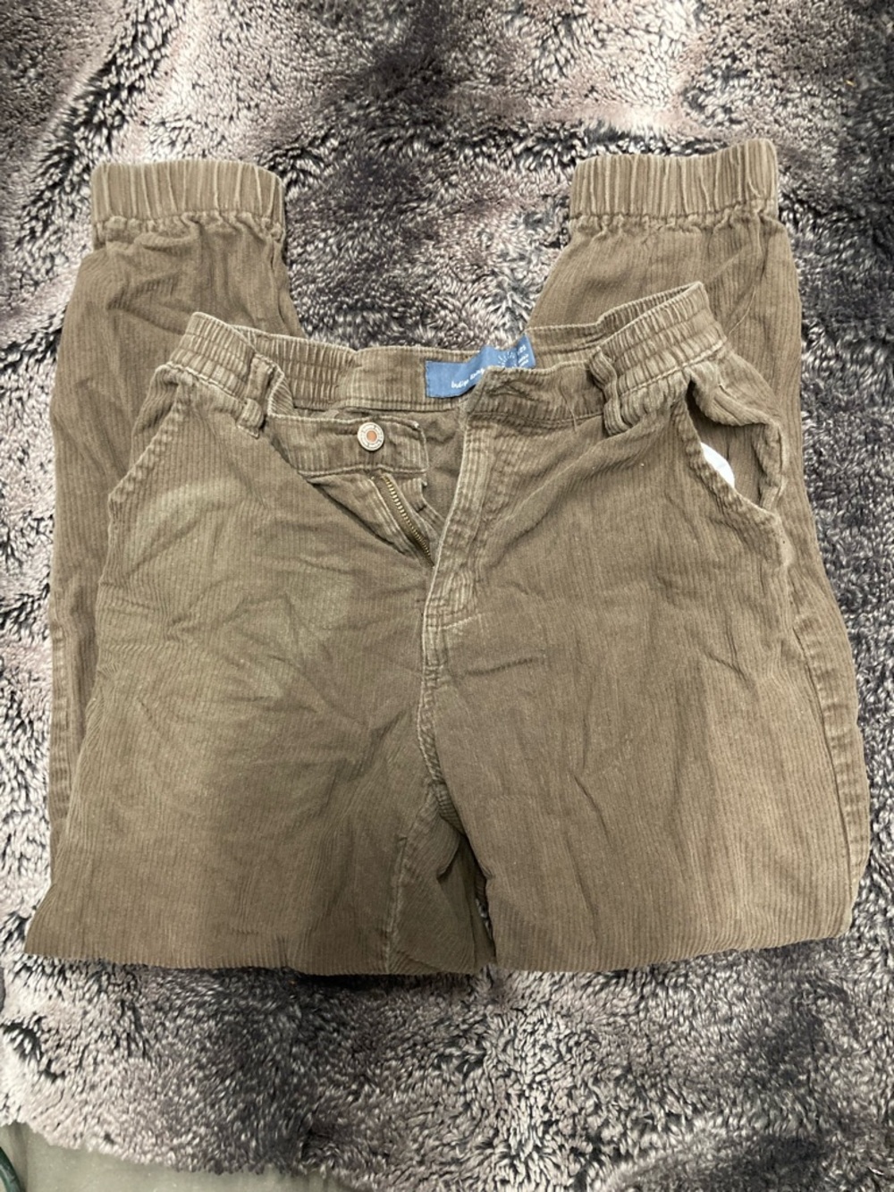 Women’s olive Green Corduroy Elastic-Waist Pants